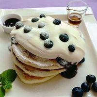 Blueberry pancakes  at Le Jardin du Petit Prince in Taichung