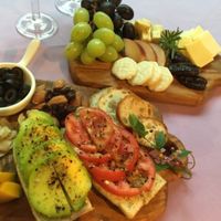 Vegan cheese platter with fresh fruit and bread at Le Jardin du Petit Prince in Taichung