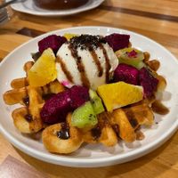 waffle and ice cream at Le Jardin du Petit Prince in Taichung