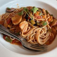 Spicy pasta at Le Jardin du Petit Prince in Taichung