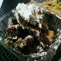 Vegan chocolate cake at Loving Hut in Fresno