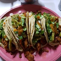 Assorted Tacos at A Darle Que es Taco Vegano - Churubusco in Mexico City