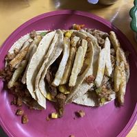 Tacos de alambre, pastor y campechano   at A Darle Que es Taco Vegano - Churubusco in Mexico City