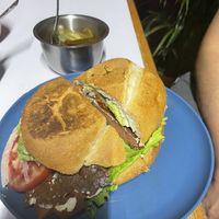 Torta de “salchicha” gratinada  at A Darle Que es Taco Vegano - Churubusco in Mexico City