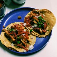 Chorizo Tacos at A Darle Que es Taco Vegano - Churubusco in Mexico City
