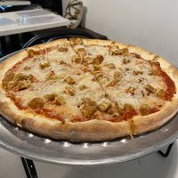 Made to order vegan cheese pizza add vegan chicken  at Mozzarella Fellas in Winston-salem