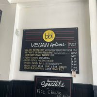 Vegan menue at Breakfast Brunch and Lunch in Edinburgh