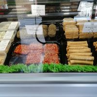 Counter - vegan link and lorne (square) sausages, coleslaw, potato salad, roast at Breakfast Brunch and Lunch in Edinburgh