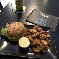 Vamburger with fries and Joppie dip at Universum in Hannover