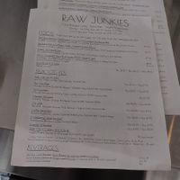 Menu at Raw Junkies in Studio City