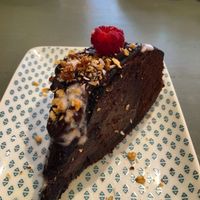 Decadent chocolate cake at Caju in Nice