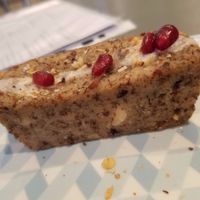 Sample slice of delicious almond walnut cake at Caju in Nice