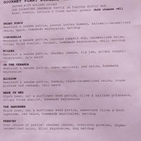 English menu (burgers & cakes) at Caju in Nice