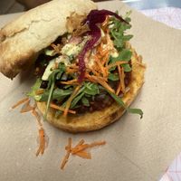 The blossom burger comes with crisps/chips (small portion)  at Caju in Nice