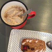 Iced coffee / pear ginger cake at Caju in Nice