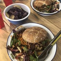 Beauty and the beets burger and the Mexican burger! Both delicious ?! at Caju in Nice