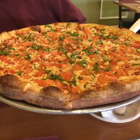 Vegan pizza, Daiya cheese, basil and tomato  at Mario's Pizza in Ocean City