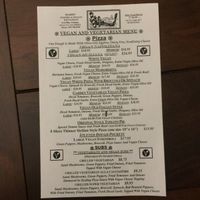 Vegan Menu (Back) at Mario's Pizza in Ocean City