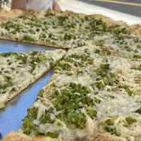 Vegan white pizza with broccoli at Mario's Pizza in Ocean City