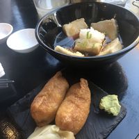 Inari and tofu agadashi  at Nubo Japanese Tapas in Victoria