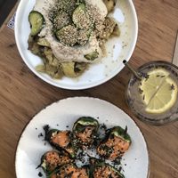 spicy peppers and aubergine with tahini at WILD in Antwerpen