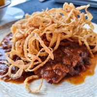 Veganer Zwiebelrostbraten at Geiers Gambrinus in Ganserndorf