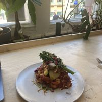 Vegan gf hash brown stack  at Idle Hands in Manchester