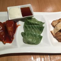 Choose three for $12 - wings, steamed dumplings, soy sheets  at Go Zen in New York City