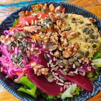 Roasted veggie bowl at Beats & Burritos in Lagos