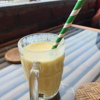 Mango Lassi with not that much Mango at Pure Soul Cafe in Rishikesh