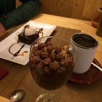 Brownie and carob pudding at Al-Laurel in Granada