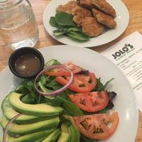 Top right their amazing Chkn Nuggets that will put McDs to shame!! and Avocado salad yummmmm!  at Jolo's Restaurant and Venue in New Rochelle