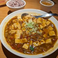 Mapo tofu and brown rice at Hui Tien Vegetarian in Taipei