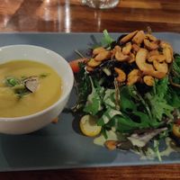 Soup and salad at Harvest Beat in Seattle
