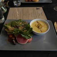 Seasonal smoked corn chowder 🤤 at Harvest Beat in Seattle