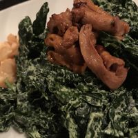 Massaged kale salad with parsnip chips, garbanzo croutons and chanterelle mushrooms at Harvest Beat in Seattle