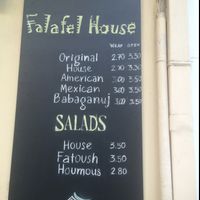menu at Falafel House in Athens