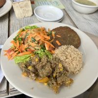 Main plate of menú del día  at Veggie Life in Medellin