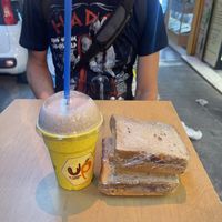 Protein smoothie and omega 3 sandwich, solar energy sandwich  at Up-Kittariki Threpsi in Athens
