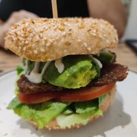 Bbq tempeh bagel at La Studio in Hanoi