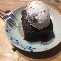 Brownie with rum and raisin ice cream at La Studio in Hanoi