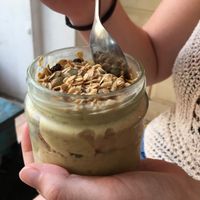 Banana nice cream, peanut butter and granola at La Studio in Hanoi