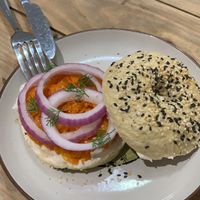 This “lox” bagel blew my mind! It was so delicious! at La Studio in Hanoi