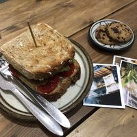 Tempeh sandwich and cookies at La Studio in Hanoi