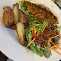 Joe’s burger on a pita  at Joe's Cafe in Lahinch