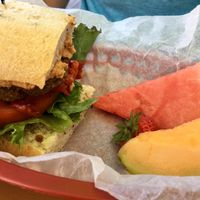 hummus veggie burger at Bashful Banana in Ocean City