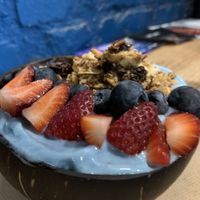 Blu magic smoothie bowl. Tasty    at Tahina in Northcote