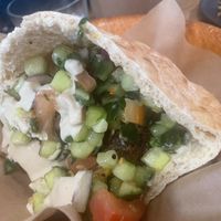 Green felafel pita   at Tahina in Northcote