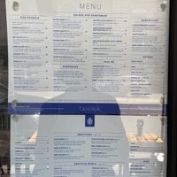 Menu  at Tahina in Northcote