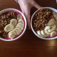 Dragon fruit smoothie bowl at Simple Things in Kampot